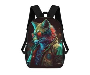sinyumoney Stylish Fox in Neon Jacket Mochilas Para Niños Mochila Escolar Mochila Escolar Impresa En 3D Para Niños Estudiantes De Primaria Y Secundaria 17inch