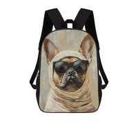 sinyumoney Stylish French Bulldog with Sunglasses Mochila Escolar Ligera Para Aeropuerto, Estudiantes Universitarios, Mochila Para Niños/niñas/adolescentes 17inch
