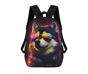 sinyumoney Stylish Husky with Sunglasses Mochilas Escolares Para Ordenador, Ideales Para El Colegio/trabajo/viajes, Acampadas, Aventuras Al Aire Libre Y Viajes Diarios 17inch