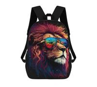 sinyumoney Stylish Lion Sunglasses Art Print Mochila Escolar Para Secundaria Y Preparatoria. Mochila Informal Para Adolescentes, Chicas, Chicos, Mujeres Y Hombres. 17inch