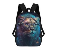 sinyumoney Stylish Lion with Glasses Mochila Escolar Grande Para Niños, Niñas, Adolescentes, Hombres Y Mujeres 17inch