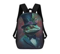 sinyumoney Stylish Lizard in Top Hat Mochilas Para Niños Mochila Escolar Mochila Escolar Impresa En 3D Para Niños Estudiantes De Primaria Y Secundaria 17inch