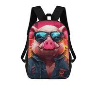 sinyumoney Stylish Pig in Sunglasses Mochila Escolar Impresa En 3D Para Niños, Mochila Escolar Informal De Moda Para Viajes Para Niños Y Estudiantes 17inch