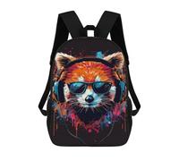 sinyumoney Stylish Red Panda with Headphones Mochila Escolar Ligera Para Aeropuerto, Estudiantes Universitarios, Mochila Para Niños/niñas/adolescentes 17inch