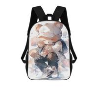 sinyumoney Stylish Teddy Bear Art Print Mochila Escolar De 17 Pulgadas Para Adolescentes, Con Estampado 3D, Ajustable Y Con Bolsillos, Ideal Para Niños, Niñas Y Estudiantes.