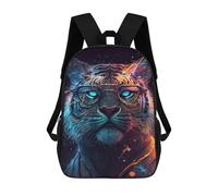 sinyumoney Stylish Tiger with Glasses Mochila Escolar, Mochila De Negocios, Mochila Impermeable Para Libros Para Hombres, Mujeres Y Adolescentes 17inch