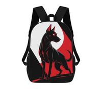 sinyumoney Stylized Black Dog with Red Accents Mochila Mochila Informal Para El Día A Día Escuela Trabajo Viajes Bolsa - Perfecta Para Viajes, Trabajo Y Uso Diario 17inch