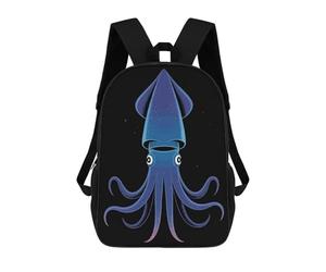 sinyumoney Stylized Blue Squid on Black Background Mochila Escolar, Mochila De Negocios Para Portátil, Mochila Unisex Informal Para Niños/niñas/adolescentes 17inch
