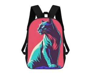 sinyumoney Stylized Cat Portrait with Bold Colors Mochilas Escolares Para La Escuela Secundaria, Preparatoria, Universidad, Viajes Al Campus, Actividades Al Aire Libre Y Deportes 17inch