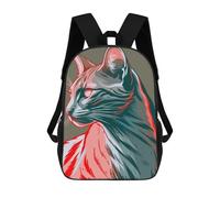 sinyumoney Stylized Cat Portrait with Red Accents Mochila Escolar Para Institutos Y Colegios Informales Para El Campus, Actividades Al Aire Libre, Viajes Y Deportes 17inch