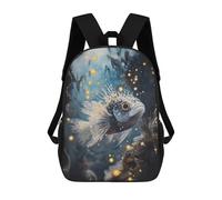sinyumoney Stylized Fish in Underwater Scene Mochila Escolar Infantil Impresa En 3D Para Niños, Mochilas De Viaje, Bolsas Para Libros Para Niños Estudiantes De Primaria 17inch