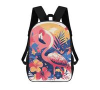 sinyumoney Stylized Flamingo with Tropical Floral Background Mochila Escolar, De Trabajo, Para Portátil, Mochila - Perfecta Para Viajes, Trabajo Y Uso Diario 17inch