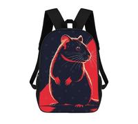 sinyumoney Stylized Rat Illustration in Red And Black Mochila Escolar Informal Para El Día A Día, Para La Escuela, El Trabajo Y Los Viajes Para Niñas Y Adolescentes 17inch
