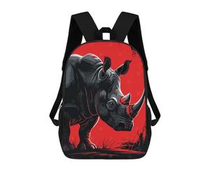 sinyumoney Stylized Rhino Illustration on Red Background Mochilas Infantiles Escolares Impresas En 3D, Mochilas Para Niños, Mochilas De Viaje Para Niños Y Niñas, Mochilas Escolares Para Niños 17inch