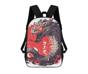 sinyumoney Stylized Snake with Japanese Text Mochila Escolar Ligera E Informal Para Adolescentes, Niños, Mujeres Y Hombres 17inch