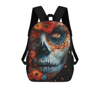 sinyumoney Sugar Skull with Flowers Mochila Escolar Infantil Impresa En 3D Para Niños, Mochila De Viaje De Alta Capacidad, Bolsas Para Libros, Mochila Escolar Infantil 17inch