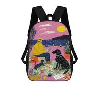 sinyumoney Summer Picnic with Pets Mochilas Impresas En 3D Para Niños 17inch Mochilas De Moda Informales Para El Día A Día, Bolsas De Viaje, Mochilas Informales Para Exteriores Para Niños Y Niñas