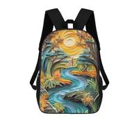 sinyumoney Sun over The River Mochila Escolar Para Secundaria, Mochila Informal Para Niñas Y Adolescentes 17inch