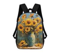 sinyumoney Sunflower Bouquet Oil Painting-3 Mochilas Infantiles Mochila Escolar Impresa En 3D Para Niños Mochilas De Viaje Bolsas Para Libros Para Niños 17inch Mochila Escolar