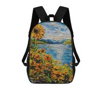 sinyumoney Sunflower Field by The Lake Painting Mochila De Trabajo Para Portátil, Mochila Para Hombres, Mujeres Y Adolescentes 17inch