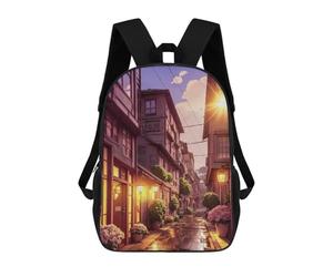 sinyumoney Sunset Alley in Warm Tones Mochilas Informales Para Niños, Mochila Escolar Para Adolescentes, Niñas Y Niños, Mochilas Para Libros 17inch
