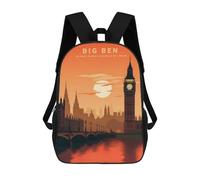 sinyumoney Sunset Big Ben Mochila Escolar Infantil Impresa En 3D Para Niños, Mochilas De Viaje, Bolsas Para Libros Para Niños Estudiantes De Primaria 17inch
