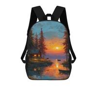 sinyumoney Sunset Cabin Reflections Mochila Escolar Para Institutos De Secundaria Mochila Informal - Perfecta Para Viajes, Trabajo Y Uso Diario 17inch