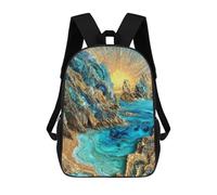 sinyumoney Sunset Cliffs Kintsugi Art Mochila Escolar Infantil Impresa En 3D Para Niños, Mochilas De Viaje De Alta Capacidad, Bolsas Para Libros, Mochila Escolar Infantil 17inch