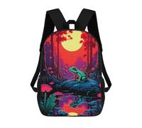 sinyumoney Sunset Frog Pixel Art Mochila Ligera Para La Escuela, Mochila Escolar, Mochila Para La Universidad Para Niñas Y Adolescentes 17inch