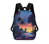 sinyumoney Sunset Miami Pixel Art Mochila Escolar Infantil Estampada Para Adultos Y Niños, Mochila De Viaje Para El Día A Día 17inch