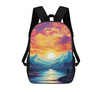 sinyumoney Sunset Mountain Lake Landscape Mochilas Para Niños 17inch Mochila Escolar Mochila Escolar Impresa En 3D Para Niños De Primaria Y Secundaria