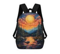 sinyumoney Sunset Mountain River Mochila Escolar Infantil Impresa En 3D 17inch Mochilas Escolares Para Niños, Estilo Casual Y Moderno, Mochilas De Viaje De Alta Capacidad