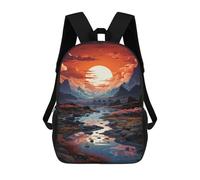 sinyumoney Sunset Mountain Stream Landscape 17inch Mochila Escolar Impresa En 3D Para Niños, Mochila Escolar Informal De Moda, Mochilas De Viaje Para Niños Y Estudiantes.