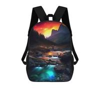 sinyumoney Sunset Mountain Stream Mochila Infantil, Mochila Escolar Impresa En 3D, Mochila Para Niños Y Niñas, Mochila Escolar Ajustable Para La Escuela Primaria 17inch