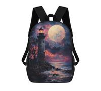 sinyumoney Sunset Ocean Lighthouse Mochilas Escolares Mochilas Escolares De Secundaria Mochila Informal Para El Campus Viajes Al Aire Libre Deportes 17inch