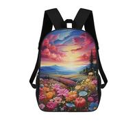 sinyumoney Sunset Over A Flower Field Mochilas Impresas En 3D Para Niños, Mochila Escolar, Mochila De Moda Para Niños De Primaria Y Secundaria 17inch