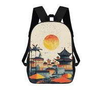 sinyumoney Sunset over Asian Cityscape Mochila Escolar Para Niños Mochila Escolar Impresa En 3D Mochila Escolar De Moda Para Niños De Primaria Y Secundaria 17inch