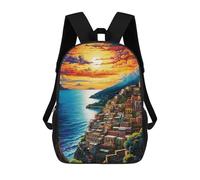 sinyumoney Sunset Over Coastal Town -2 Mochila Escolar Infantil Impresa En 3D Para Niños, Mochilas De Viaje De Alta Capacidad, Bolsas Para Libros, Mochila Escolar Infantil 17inch