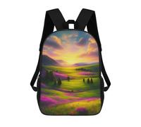 sinyumoney Sunset Over Rolling Hills Mochila Escolar Para Niñas Y Niños, Mochilas De Gran Capacidad, Mochilas Ligeras Para Niños Y Estudiantes 17inch