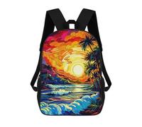 sinyumoney Sunset Palm Beachscape -2 Mochila Infantil, Mochila Escolar Para Niños, Mochila Escolar Infantil Con Estampado 3D De Dibujos Animados, Mochila De Gran Capacidad Para Niños Y Niñas 17inch