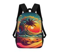 sinyumoney Sunset Palm Island Mochilas Impresas En 3D Para Niños, Mochila Escolar, Mochila Informal Para Exteriores, Mochila Informal De Moda Para Niños, Lindas Bolsas De Viaje 17inch