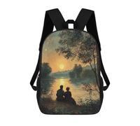 sinyumoney Sunset Romance by The River Mochila Escolar Para Niños, Mochila Escolar Impresa En 3D Para Estudiantes De Primaria Y Secundaria 17inch