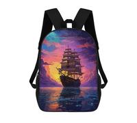 sinyumoney Sunset Sea Ship Pixel Art Mochila Escolar Infantil Impresa En 3D Para Niños, Mochilas De Viaje, Bolsas Para Libros Para Niños Estudiantes De Primaria 17inch