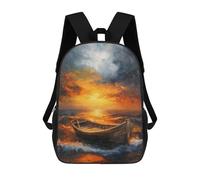 sinyumoney Sunset Waves Boat Sea Mochila, Mochila Infantil, Mochila Escolar Para Estudiantes, Mochila Para Libros, Mochila Escolar Impresa En 3D Para Niños Y Niñas 17inch