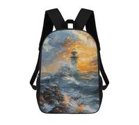 sinyumoney Sunset Waves Lighthouse Mochilas Para Niños Mochila Escolar Mochila Escolar Impresa En 3D Para Niños Estudiantes De Primaria Y Secundaria 17inch