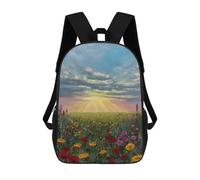 sinyumoney Sunset Wildflower Field Painting Mochila Grande, Ligera E Informal Para El Campus, Actividades Al Aire Libre, Viajes Y Deportes 17inch