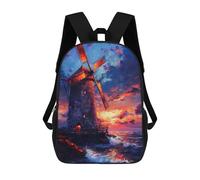 sinyumoney Sunset Windmill Mochila Escolar Para Niñas 17inch Mochila Informal Ligera Para Niños Y Niñas, Ideal Para Estudiantes De Secundaria
