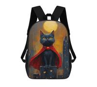 sinyumoney Super Cat in Cityscape Painting Mochila Infantil Escolar Para Niños Con Estampado 3D De Dibujos Animados, Mochila Escolar Para Estudiantes, Mochila Para Portátil Para Niños Y Niñas 17inch