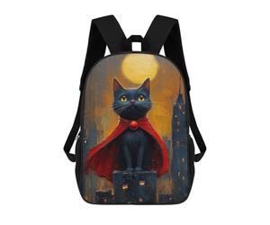 sinyumoney Super Cat in Cityscape Painting Mochila Infantil Escolar Para Niños Con Estampado 3D De Dibujos Animados, Mochila Escolar Para Estudiantes, Mochila Para Portátil Para Niños Y Niñas 17inch