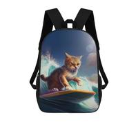 sinyumoney Surfing Cat Adventure Mochila Infantil Para Niñas Y Niños, Mochila De Día, Escuela Primaria, Perfecta Para La Vuelta Al Cole O Educación Física, Regalos Y Viajes 17inch